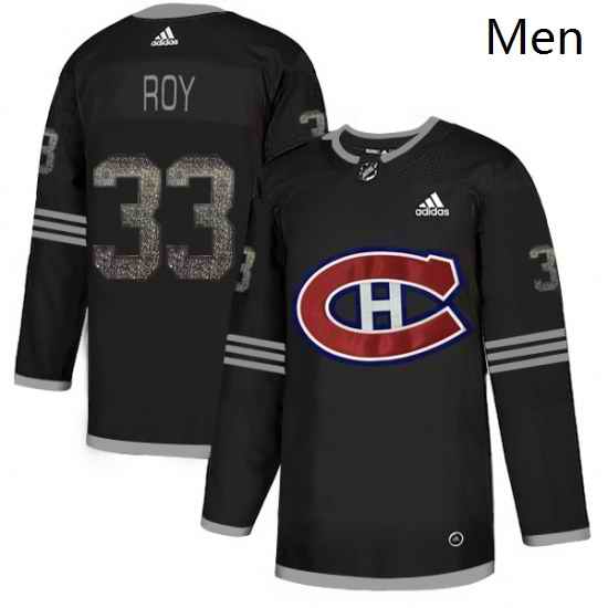 Mens Adidas Montreal Canadiens 33 Patrick Roy Black Authentic Classic Stitched NHL Jersey